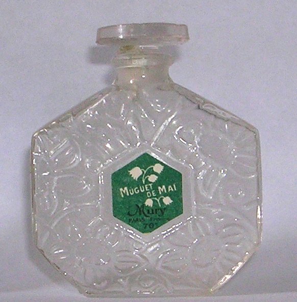  Muguet de Mai 70 ° petit flacon vide bouchon verre émery  hauteur 6.5 cm environ de Mury 