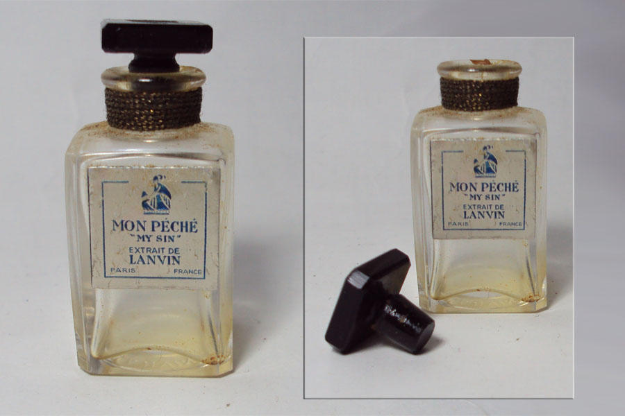 Mon Péché flacon du parfum bouchon émerisé hauteur 4.7 cm étiquette sale de Lanvin 