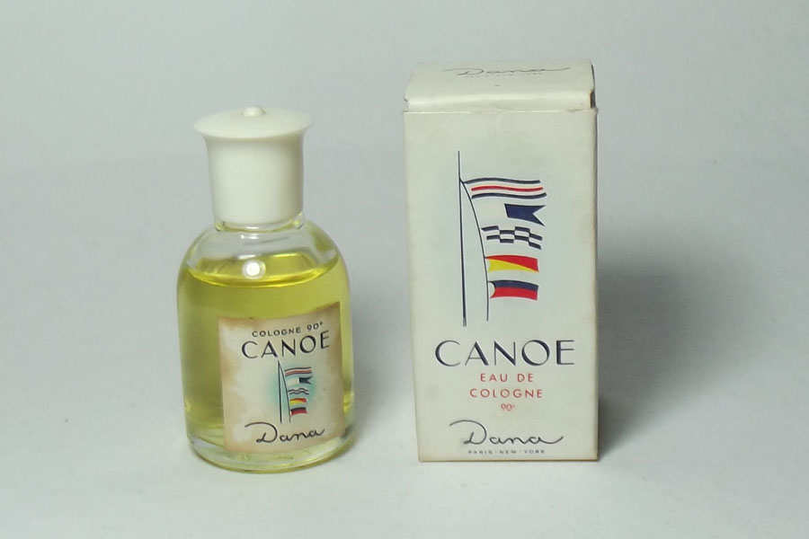 Canoë Eau de cologne 90 °hauteur 5.4 cm étiquette tachée de Dana 