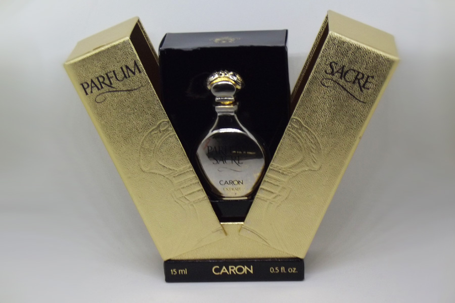 Parfum Sacré Factice du flacon de parfum 15 ml vide dorure  oxydé de Caron 